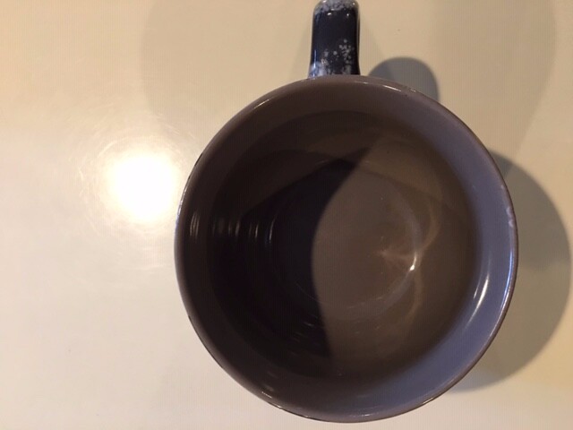 Coffee Mug Cup Studio Art Pottery Ceramic Blue/Tan Drip Glaze w/Grey Interior 