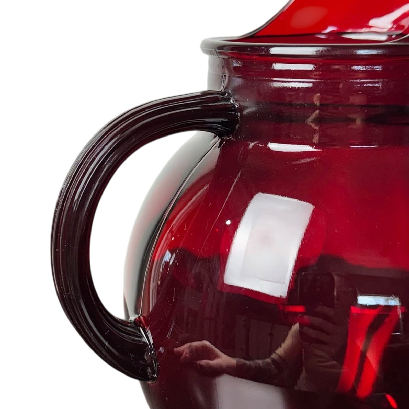 Vintage MCM Retro Anchor Hocking Ruby Red Water Pitcher – Size: Holds 3 Quarts