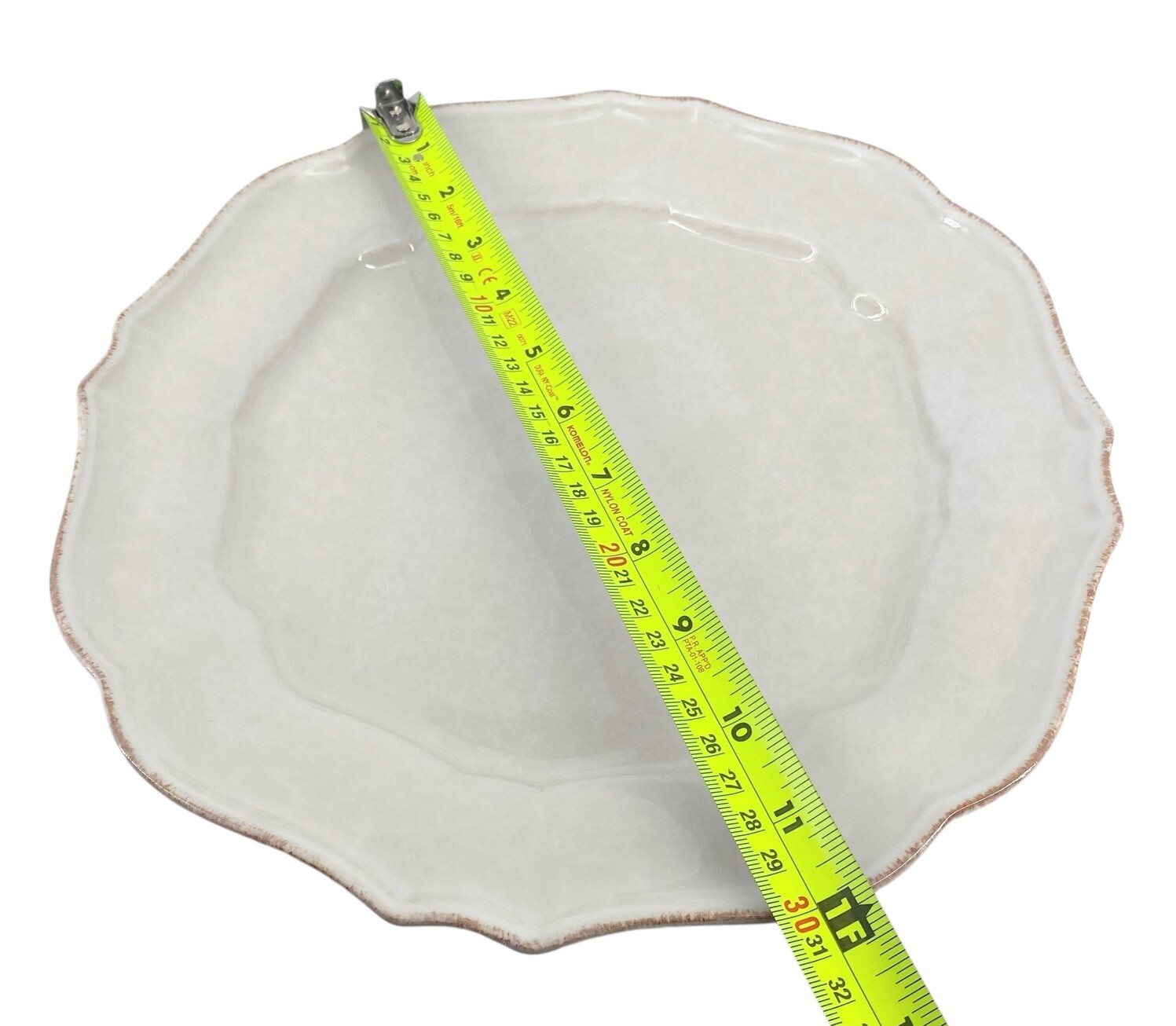 Casafina Impressions White Stoneware 11 3/4”Dinner Plate Classic French Country
