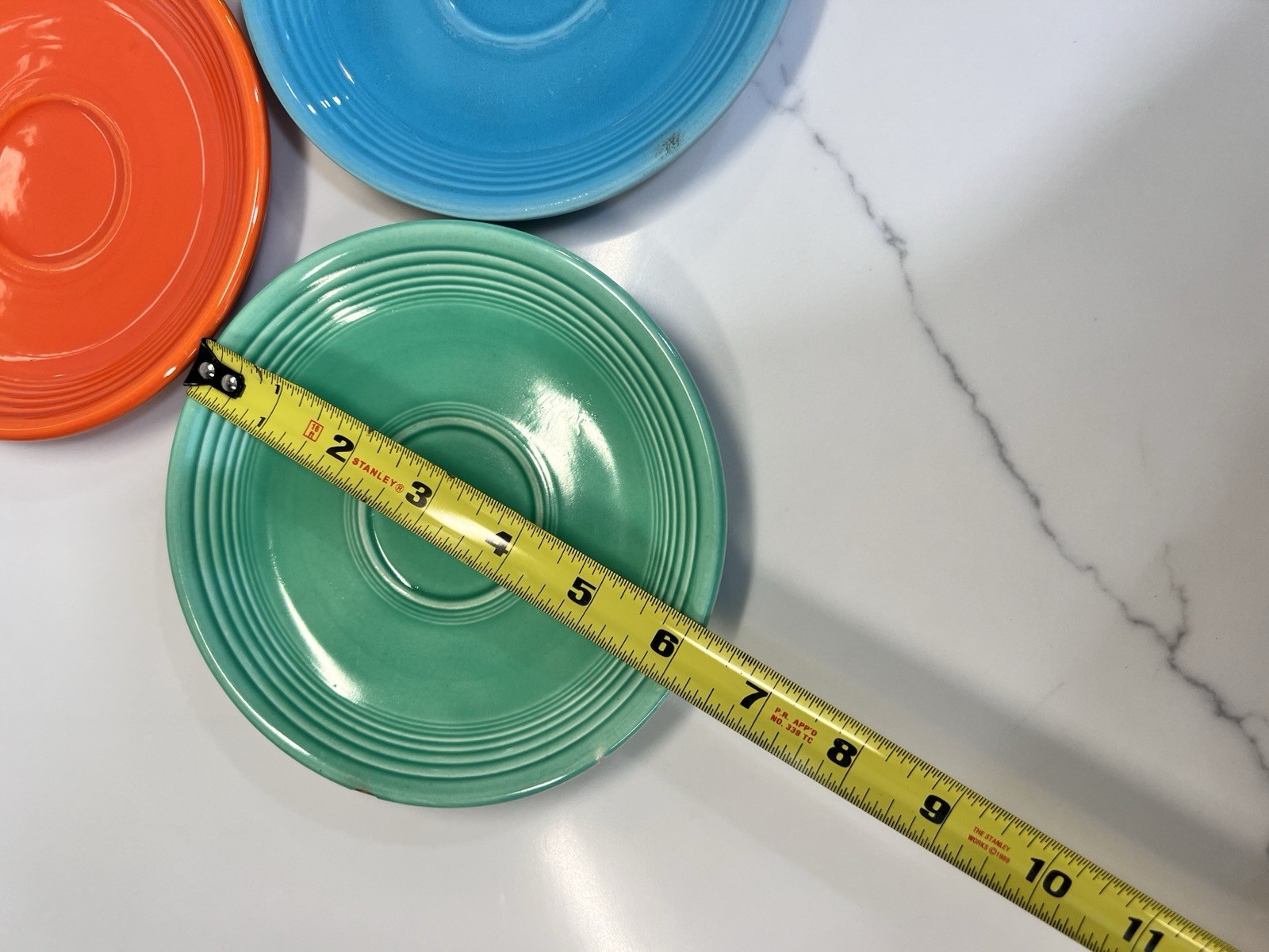 Vintage Original Fiesta 6″ Saucer Plate Lot Of 3 Multicolor Orange Green Blue