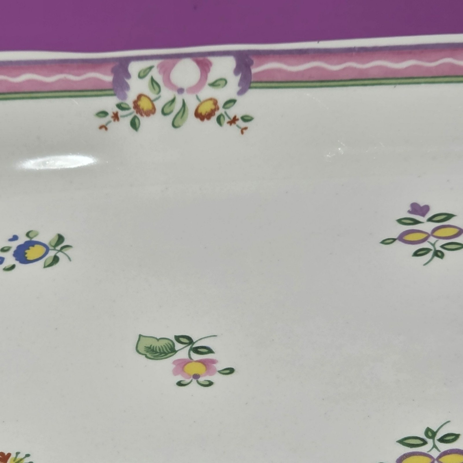 Laura Ashley Alice Serving Tray Rectangular Floral Pink & Green Made In England