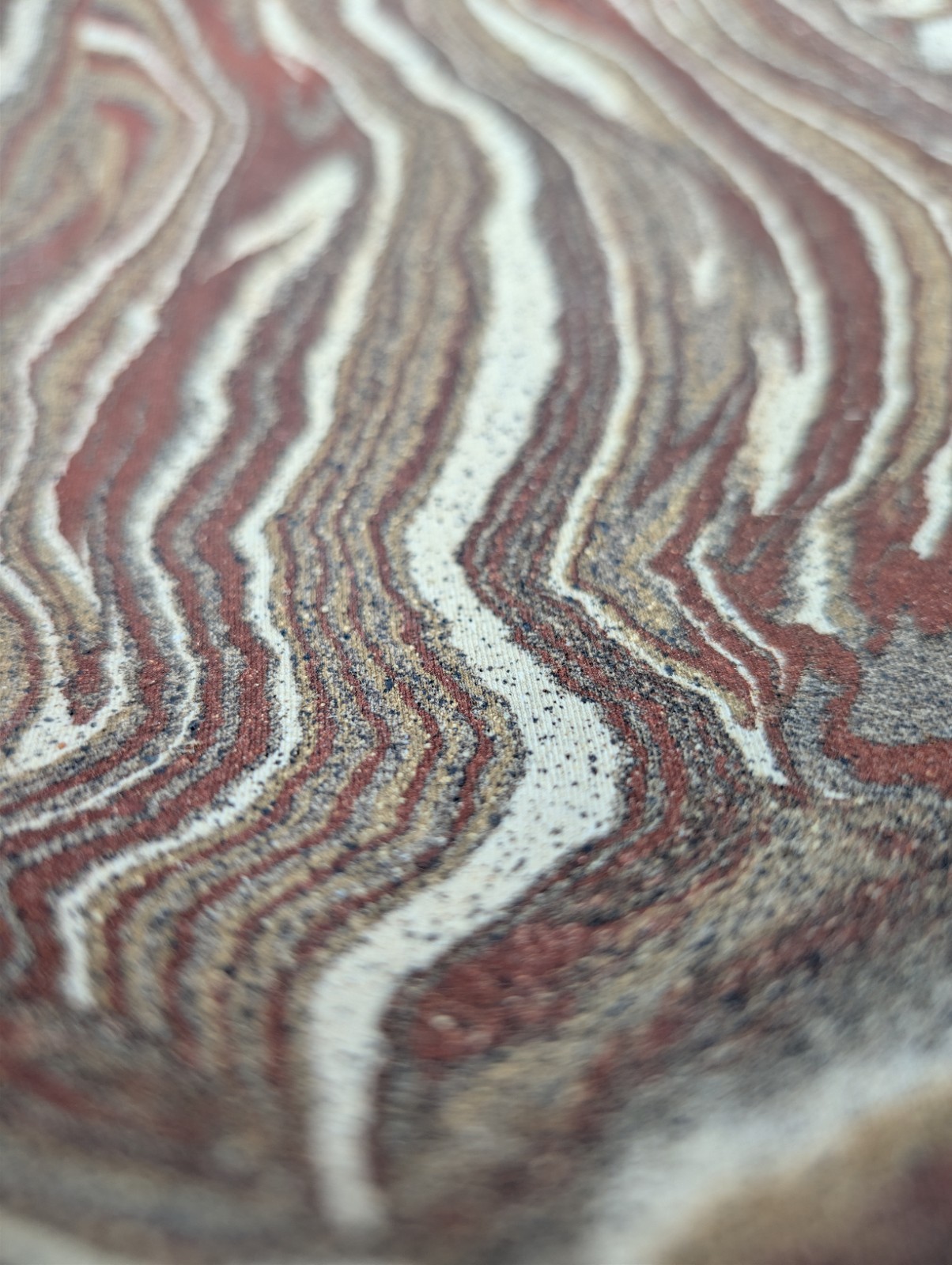 Jane Parshall Studio Art Pottery Platter – Marbled Inlaid Clay – W/ 1988 Receipt