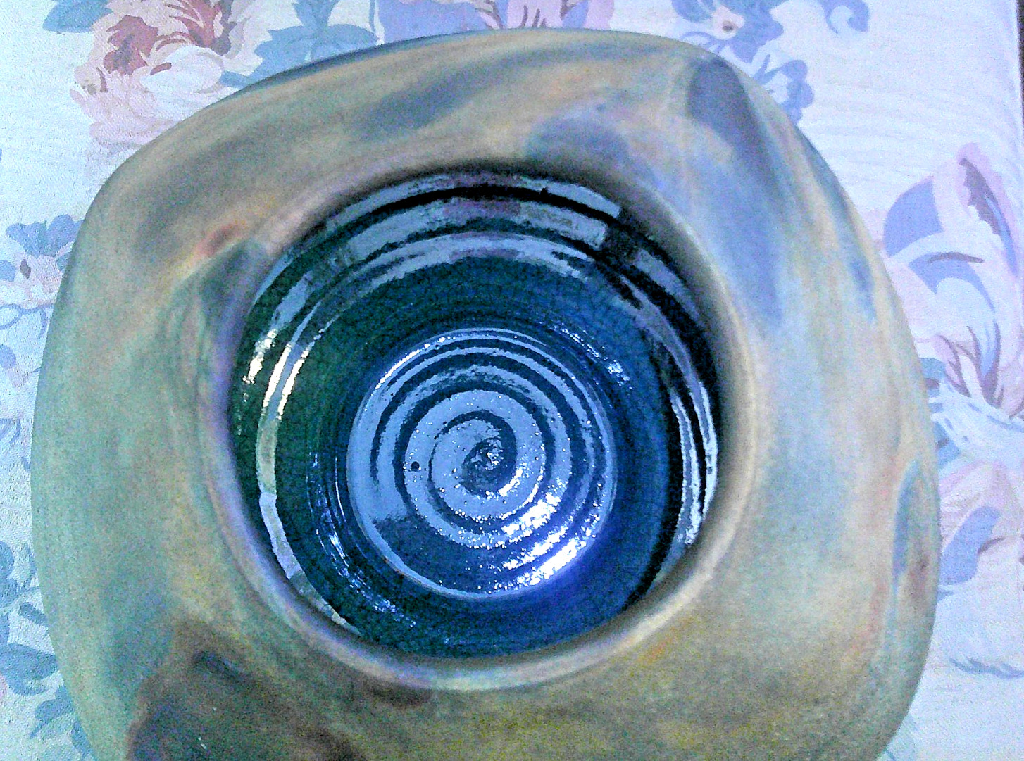 VINTAGE MICHAEL WEINBERG HAND MADE RAKU POTTERY VASE BOWL SIGNED GLAZED BASIN