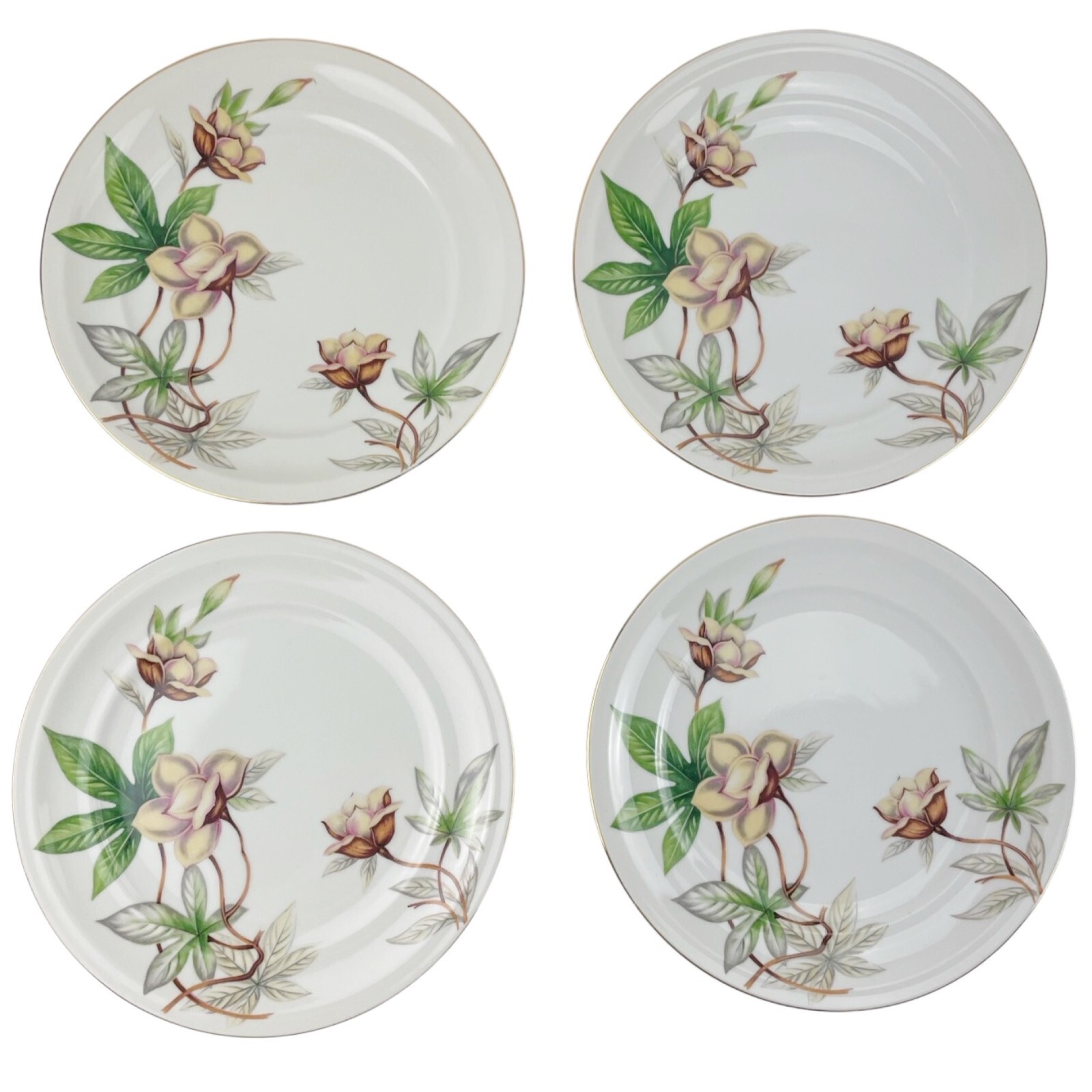 Meito China Woodrose Plates Service 4 Made in Japan 4 Dinner 6 Salad 5 Dessert