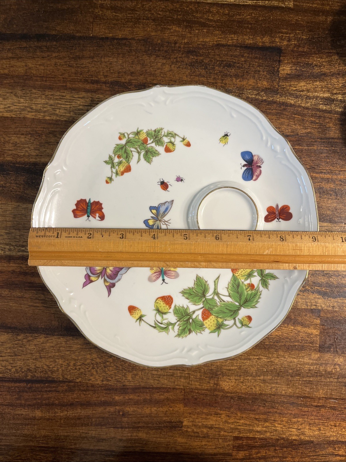 Vintage Ardalt Japan Lenwile Snack Set Strawberry Butterfly Cup Plate Lot x2