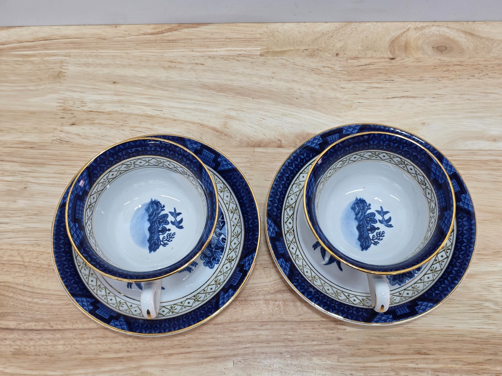 Blue Willow Ware 188 Ironstone Ware Craftsman China Tea Cup & Saucer Lot of 2