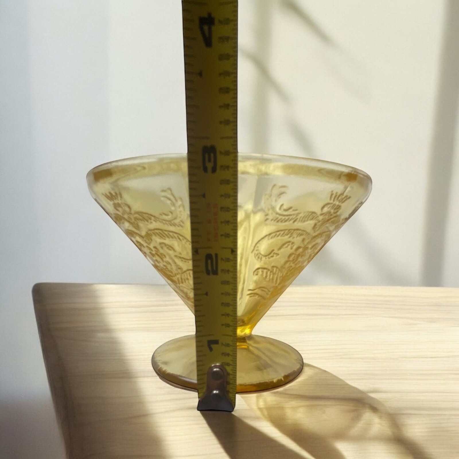 Vintage Federal Madrid Amber Depression Glass Dessert Sherbet Cups Set Of 2