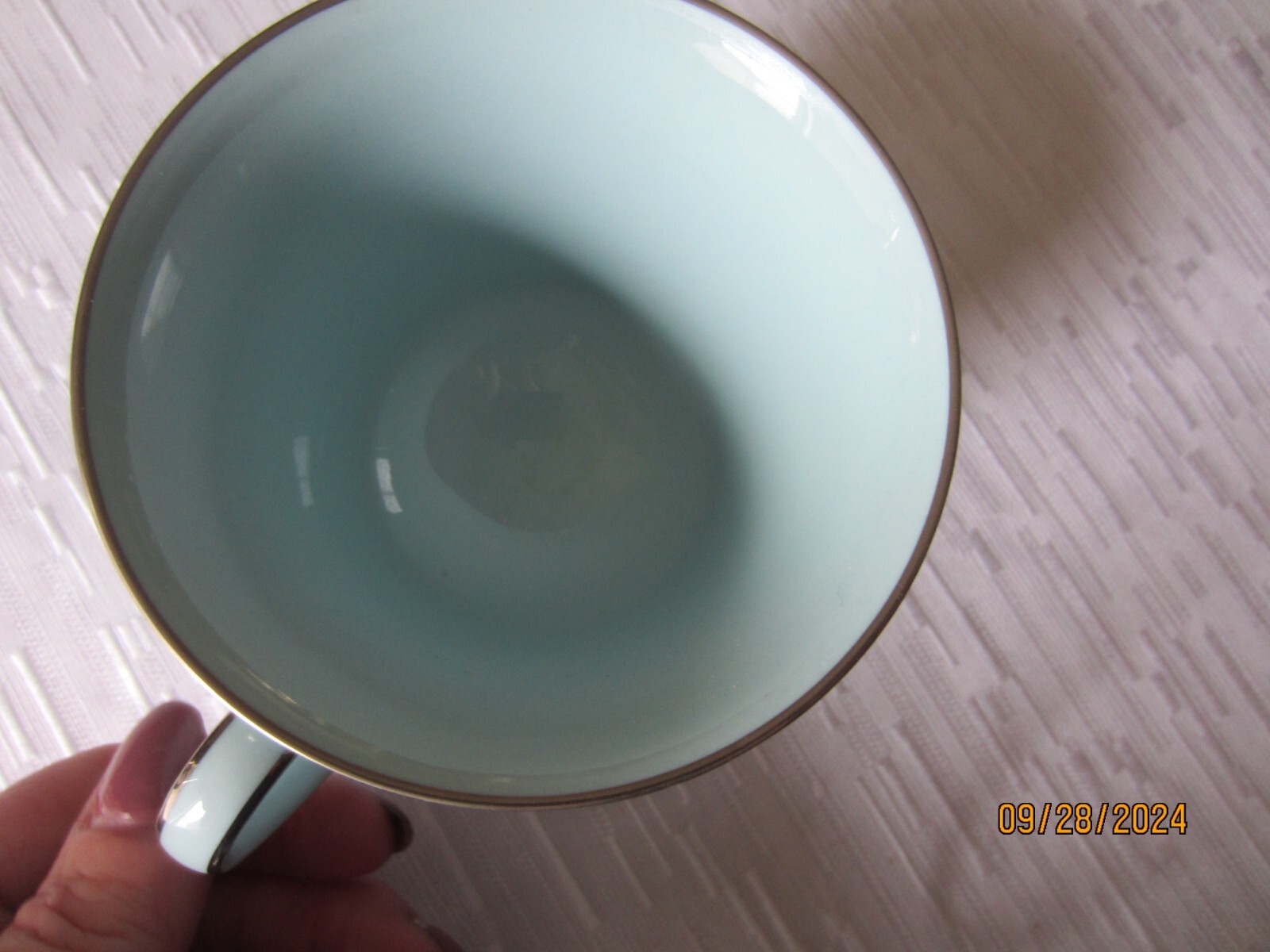 Noritake Fidelity Dinnerware tea cups Blue White Flowers Platinum Trim EUC