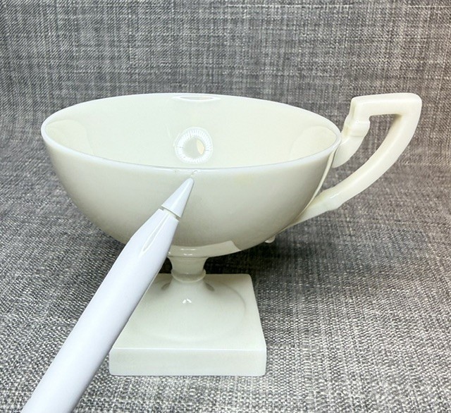 Lenox American Belleek Cup and Saucer Art Deco Style, Ivory Bone China