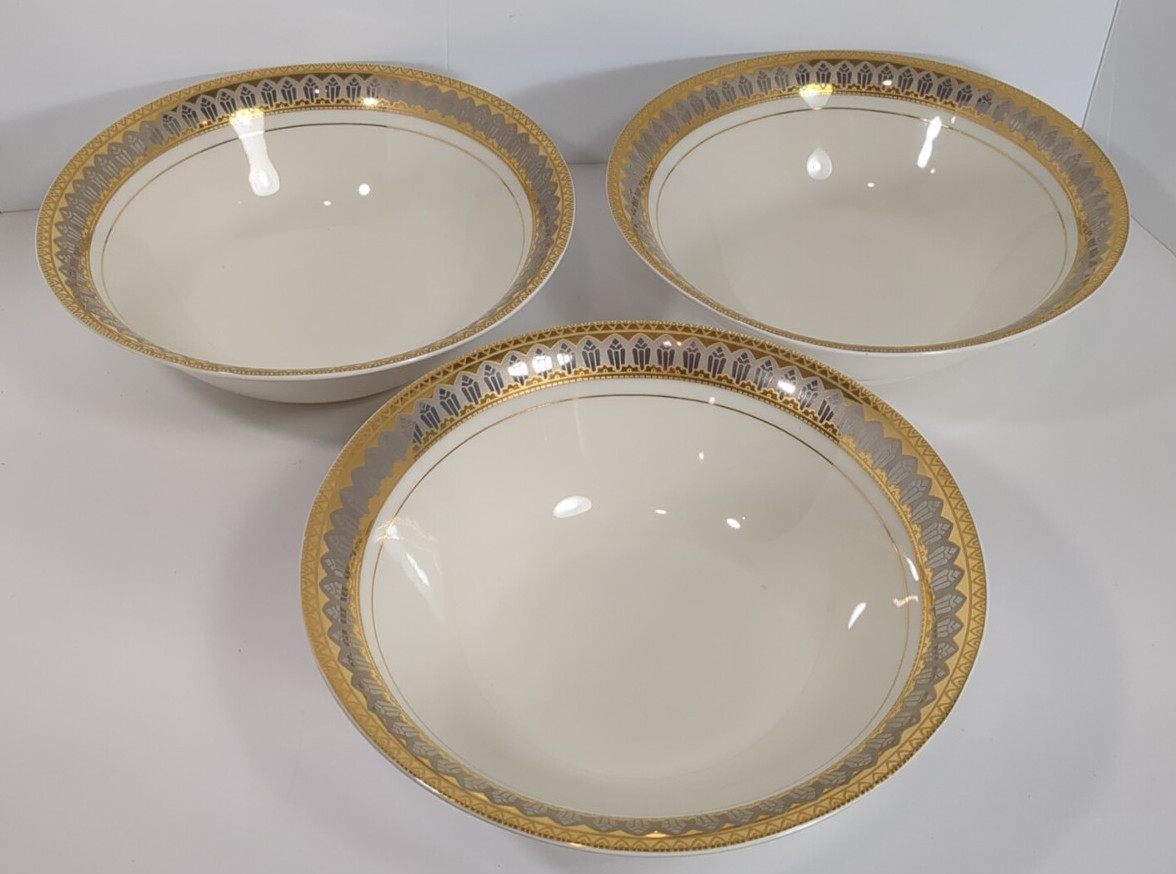 Set of 3 Vintage 1994 Macy’s Royal Gallery San Marco 9″ Gold Trim Serving Bowls