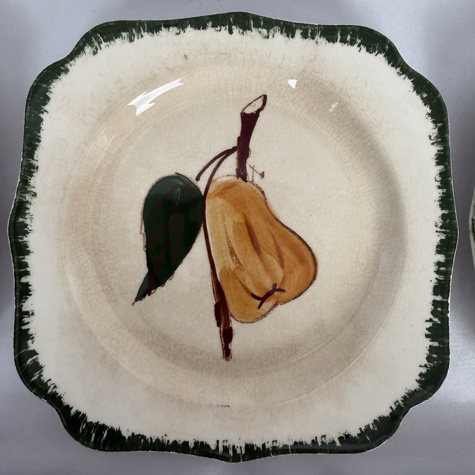 VTG Southern Potteries Set of 6 Blue Ridge ‘Country Fair Green’ Square Plates 6″