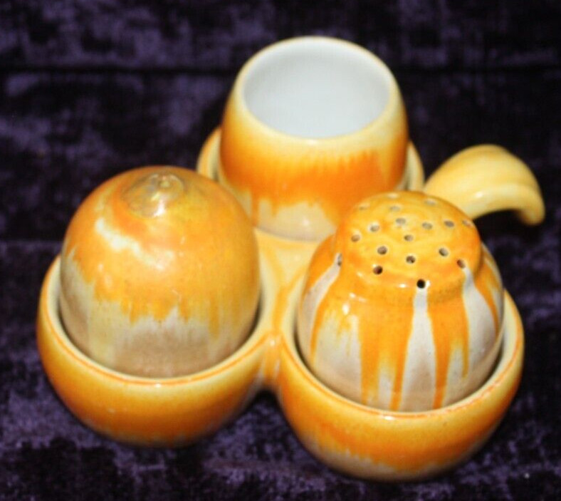 Shelley Condiment Set Four Piece Set in orange