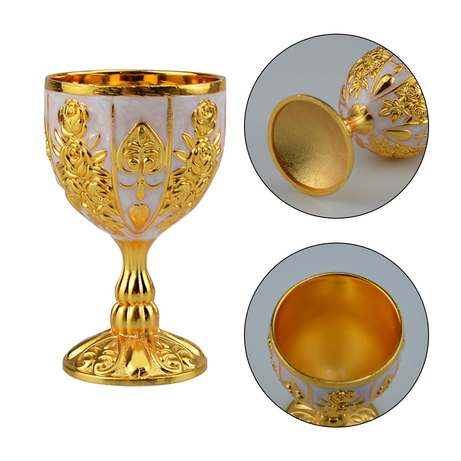 2Pcs Vintage Chalice Medieval Goblet, 30Ml Brass Royal Wine Small, White