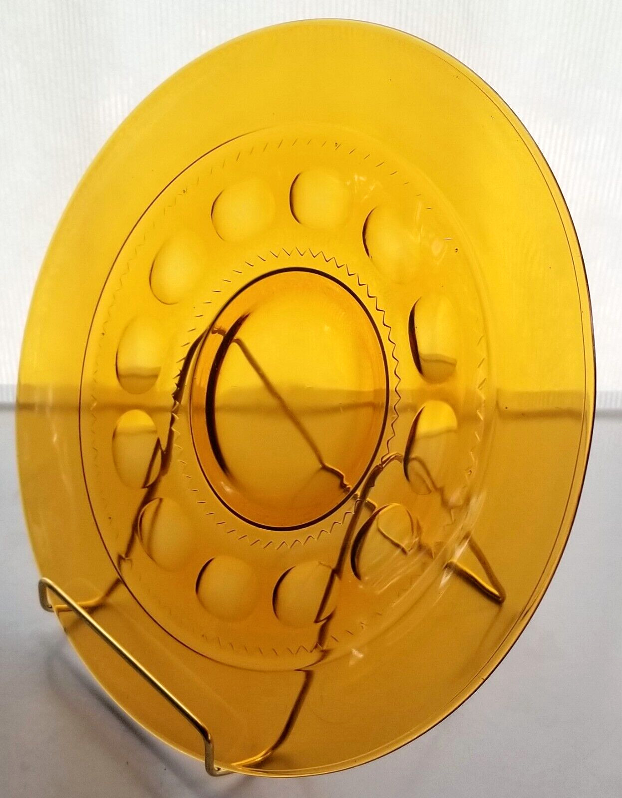 Vtg. Amber Depression Glass 10.25″ Serving Plate Kings Crown Indiana G. Set of 4