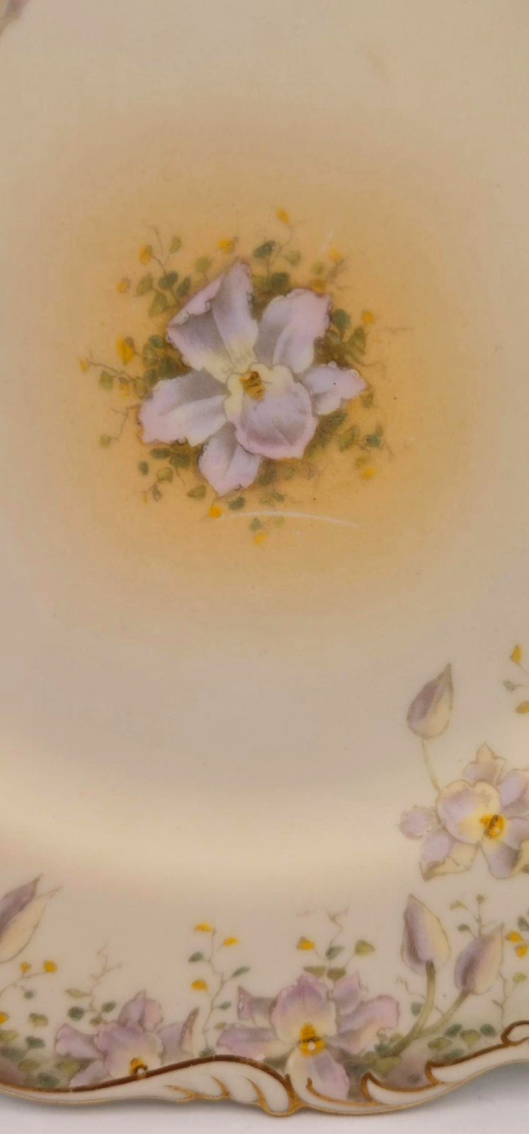 RARE ANTIQUE CAULDON ENGLAND 7.75in. SALAD PLATE GILT SCALLOPED EDGE ART NOVEAU