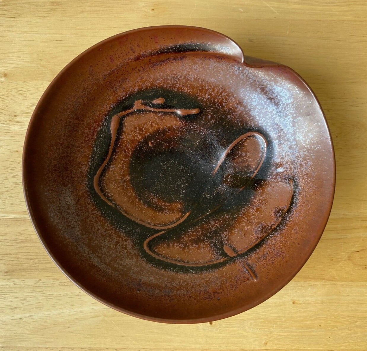 BROCK 7.25″ Asymmetrical Tenmoku Glaze Art Pottery Bowl – VGUC