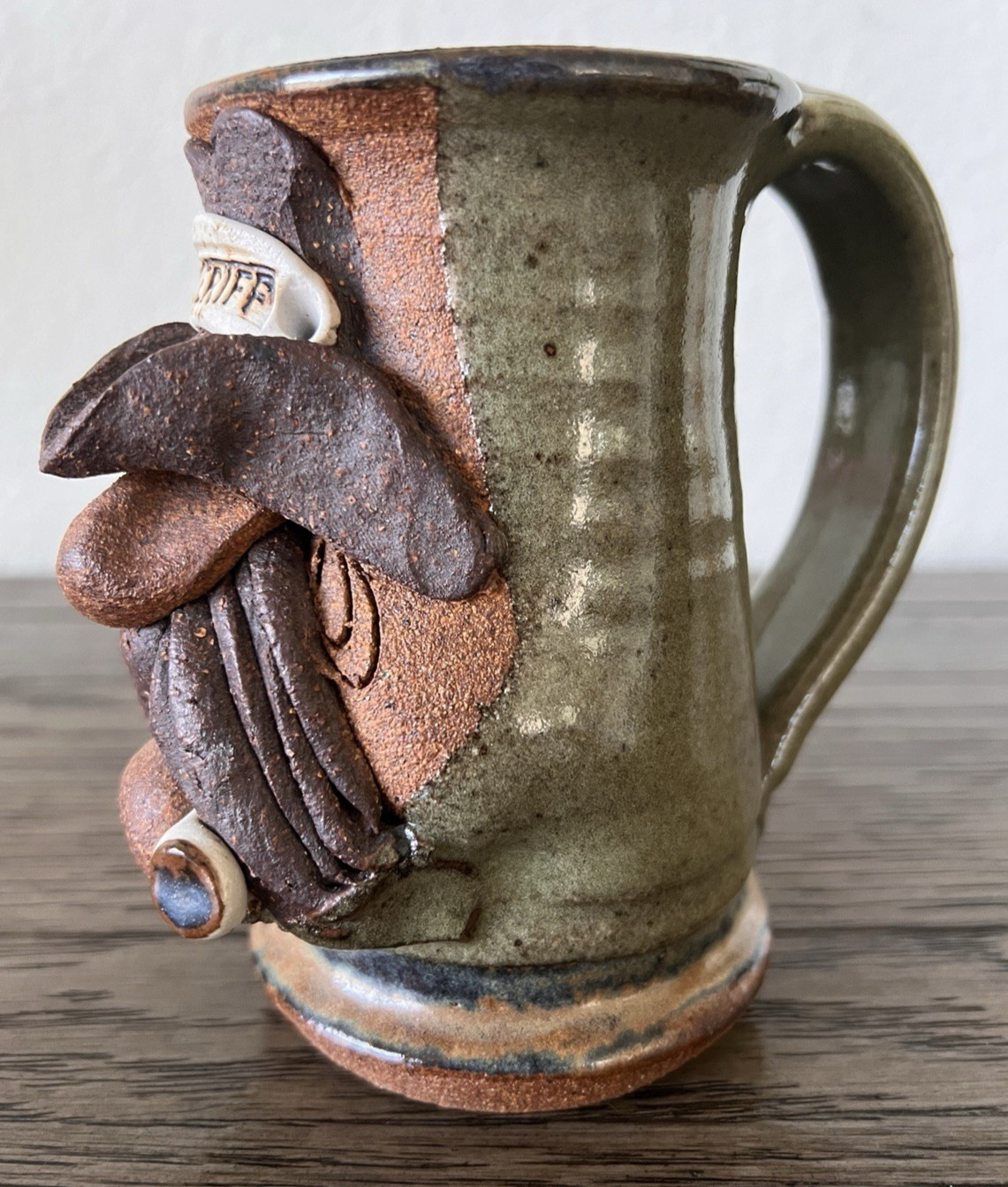 Ugly Funny 3D Face Mug MMS Mahon Stoneware Pottery Mustache Man Cowboy Sheriff