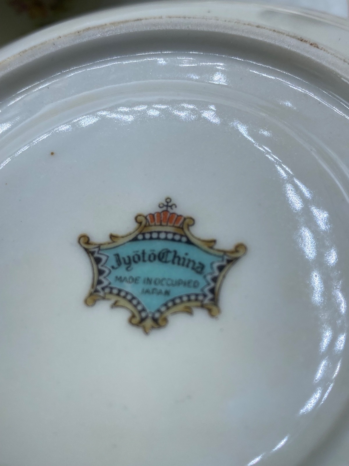 1940’s Set of 10 Saucers Red Traditional Jyoto China made in Occupied Japan 5.5″