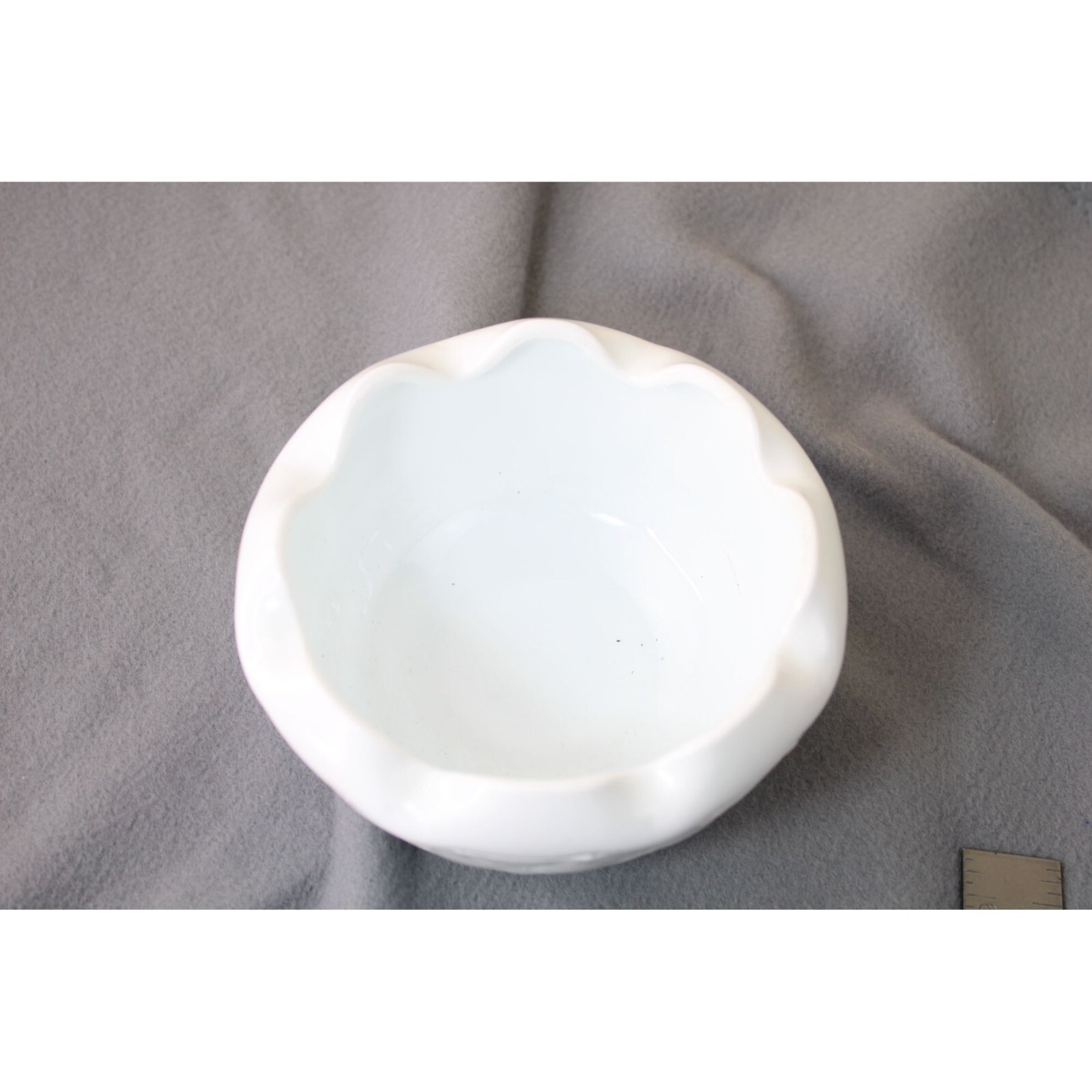Indiana Milk Glass Quilted Crimped Rim Candy Dish Vintage 91843