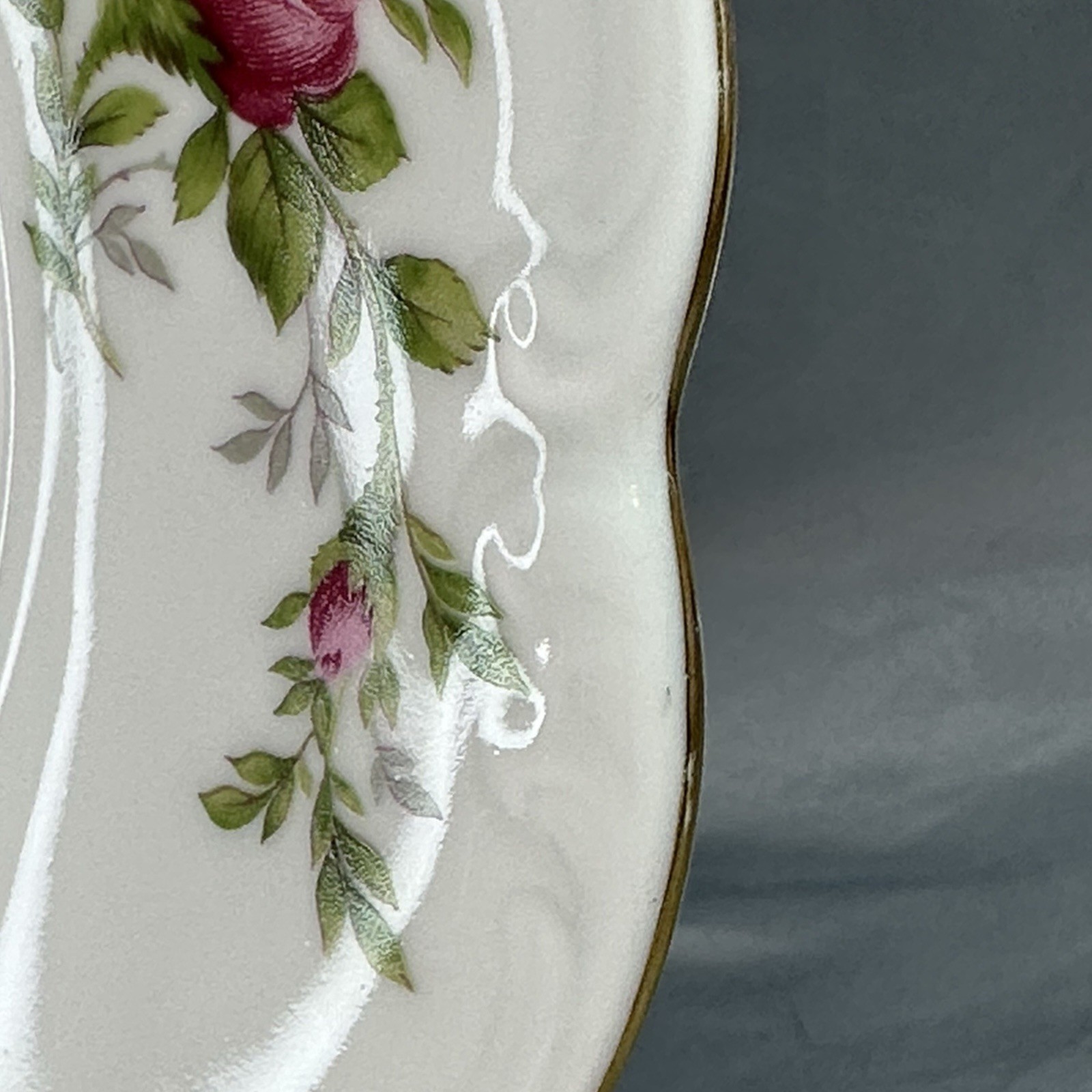 Johann Haviland Moss Rose Large Serving Platter 15”L Gold Trim Bavaria 1970’s