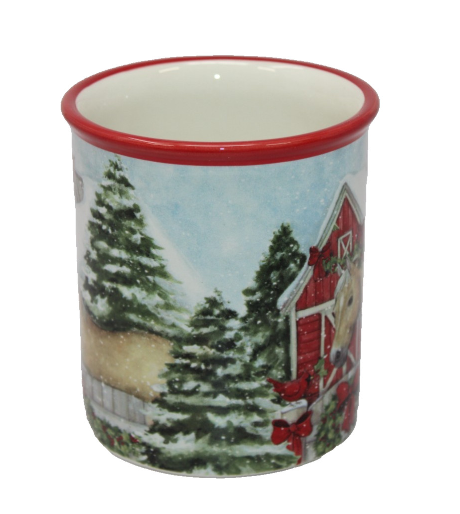 Certified Intl HOMESTEAD CHRISTMAS Tan Horse Ceramic Mug – NEW