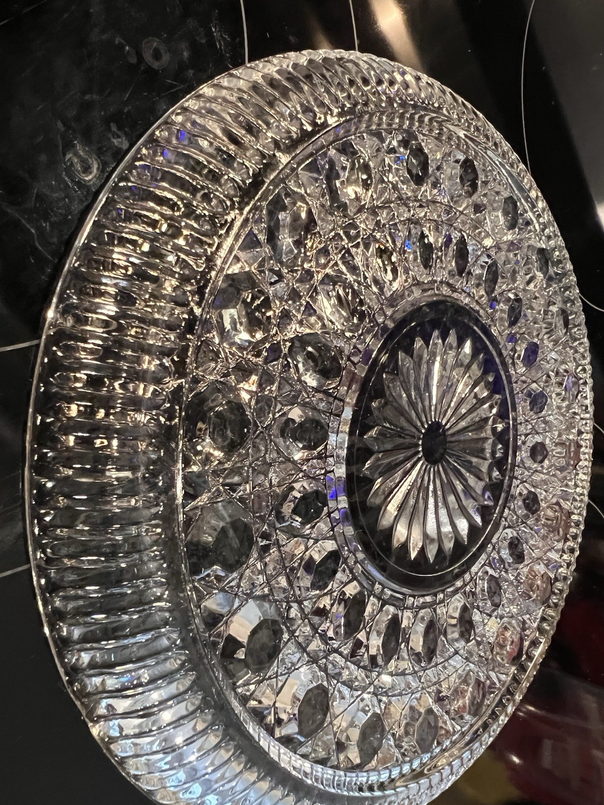 Vintage Federal Glass Windsor Clear Plate Platter Button & Cane Pattern 9″