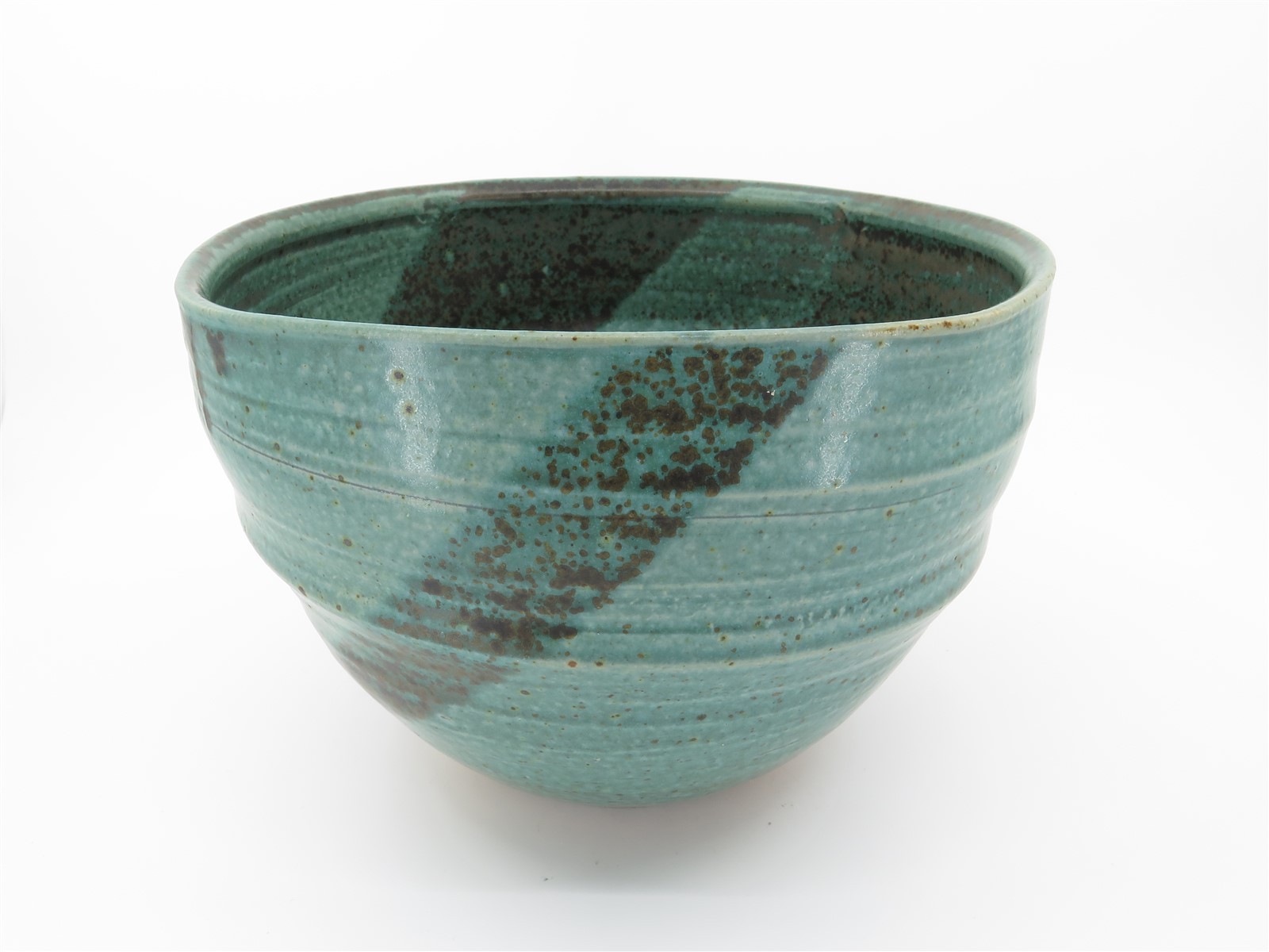 Superb Modernist Studio Pottery Ceramic Bowl Glazed & Signed 5.5″ x 7.75″ Diam