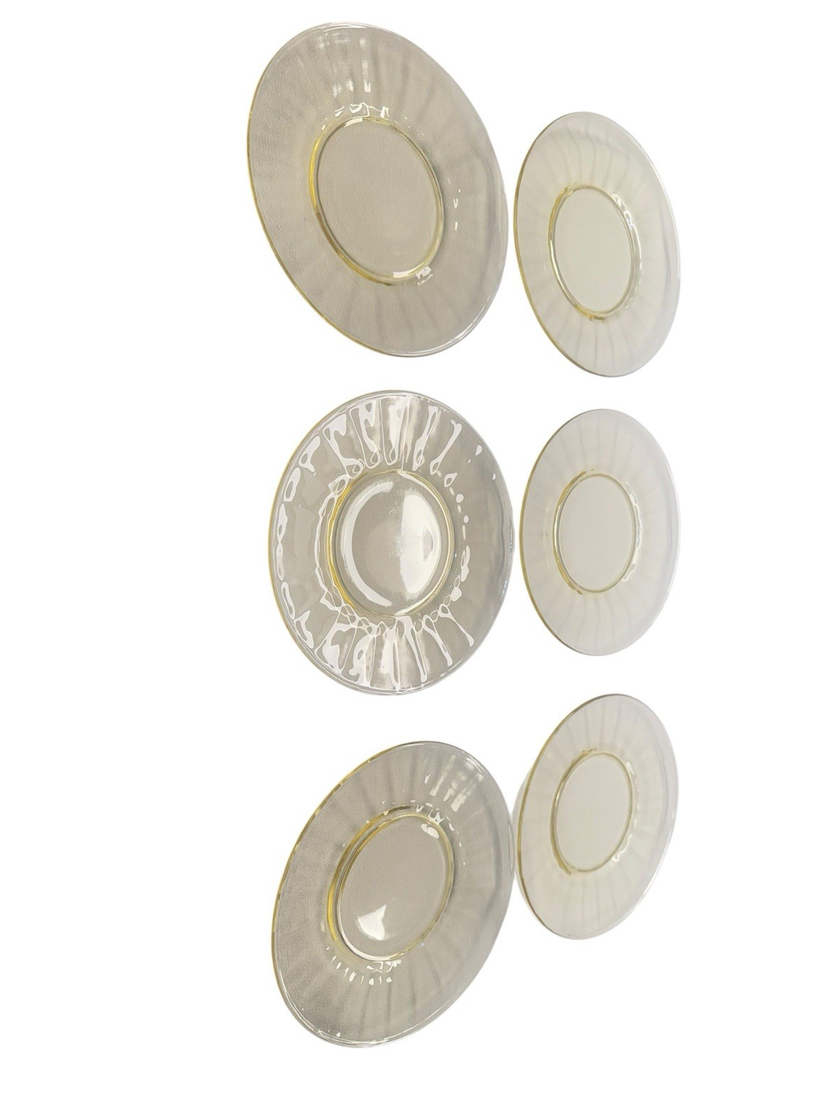 Vtg 1930s Fostoria Fairfax Topaz Yellow Glass Luncheon Plate Set of 6 8.25″ 2375