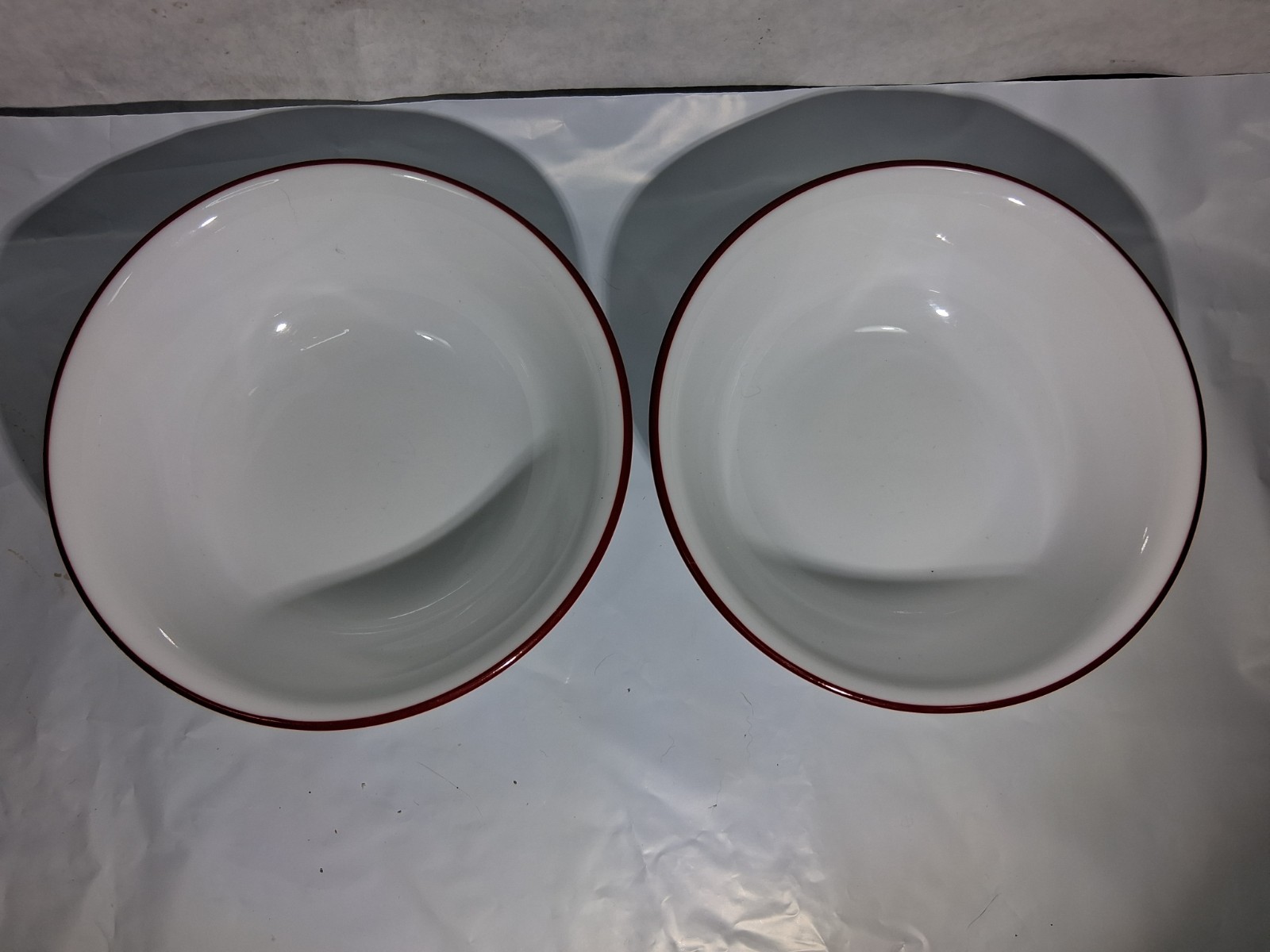 2 Corelle Vitrelle Red Rimmed 6 1/8″ Wide Soup Cereal Bowl Made in USA