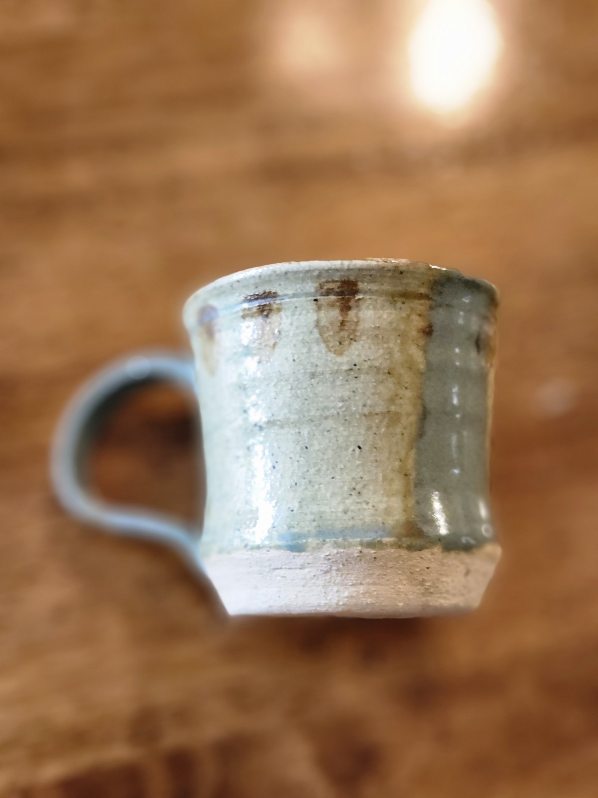 Stoneware Pottery Mug Drip Glaze Brown Gray Tan Blue Coffee Mug