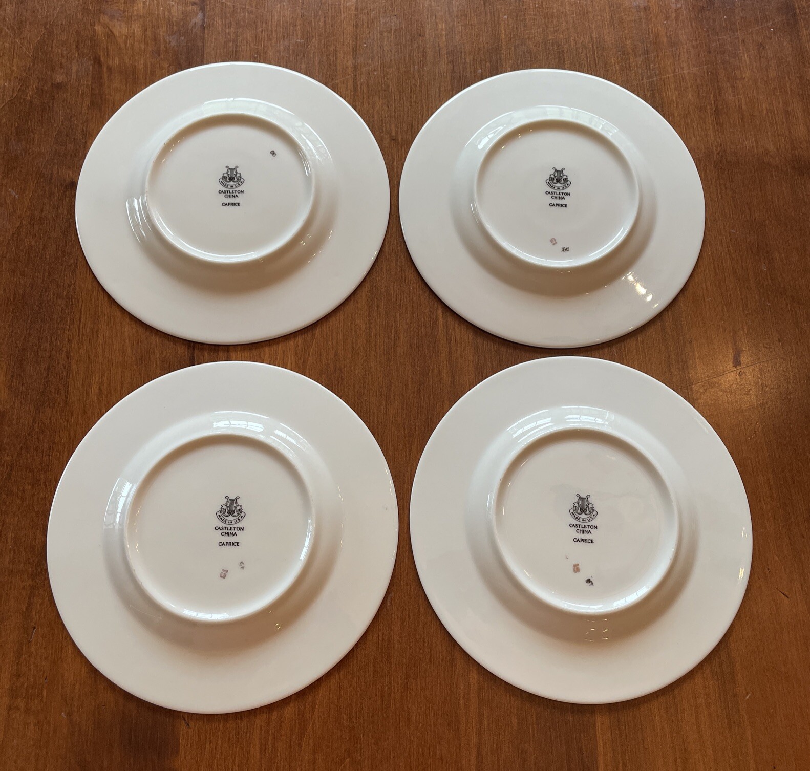 Castleton China Caprice 6.25” Bread Plates Blue Florals Gold Trim Set Of 4 USA