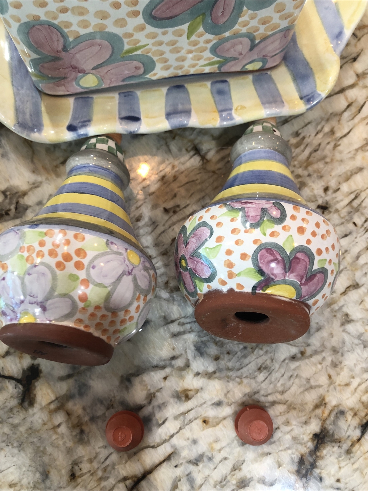 MacKenzie-Childs Ceramic Myrtle Salt & Pepper Shakers 1 Set Of 2