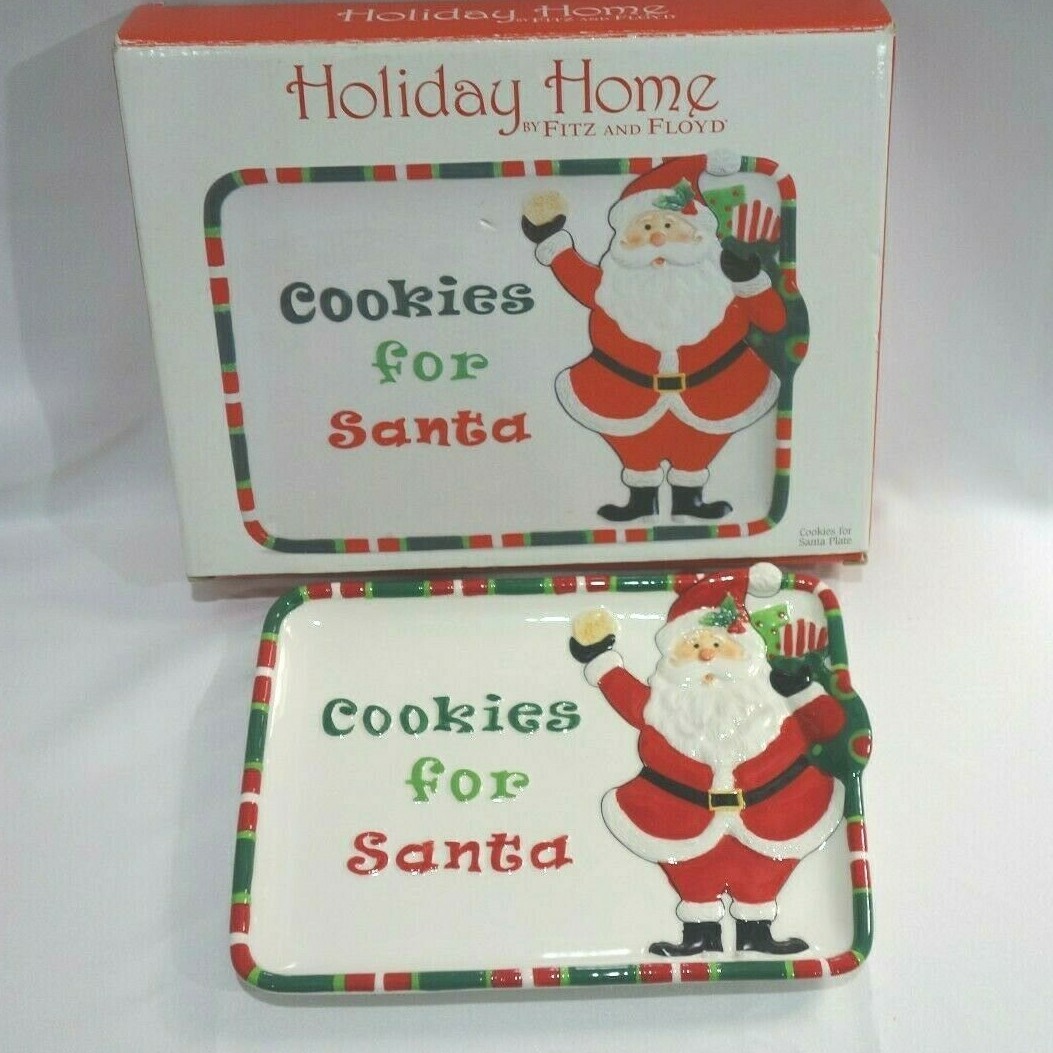 Fitz & Floyd Holiday Home That’s A Wrap Cookies For Santa Christmas Plate