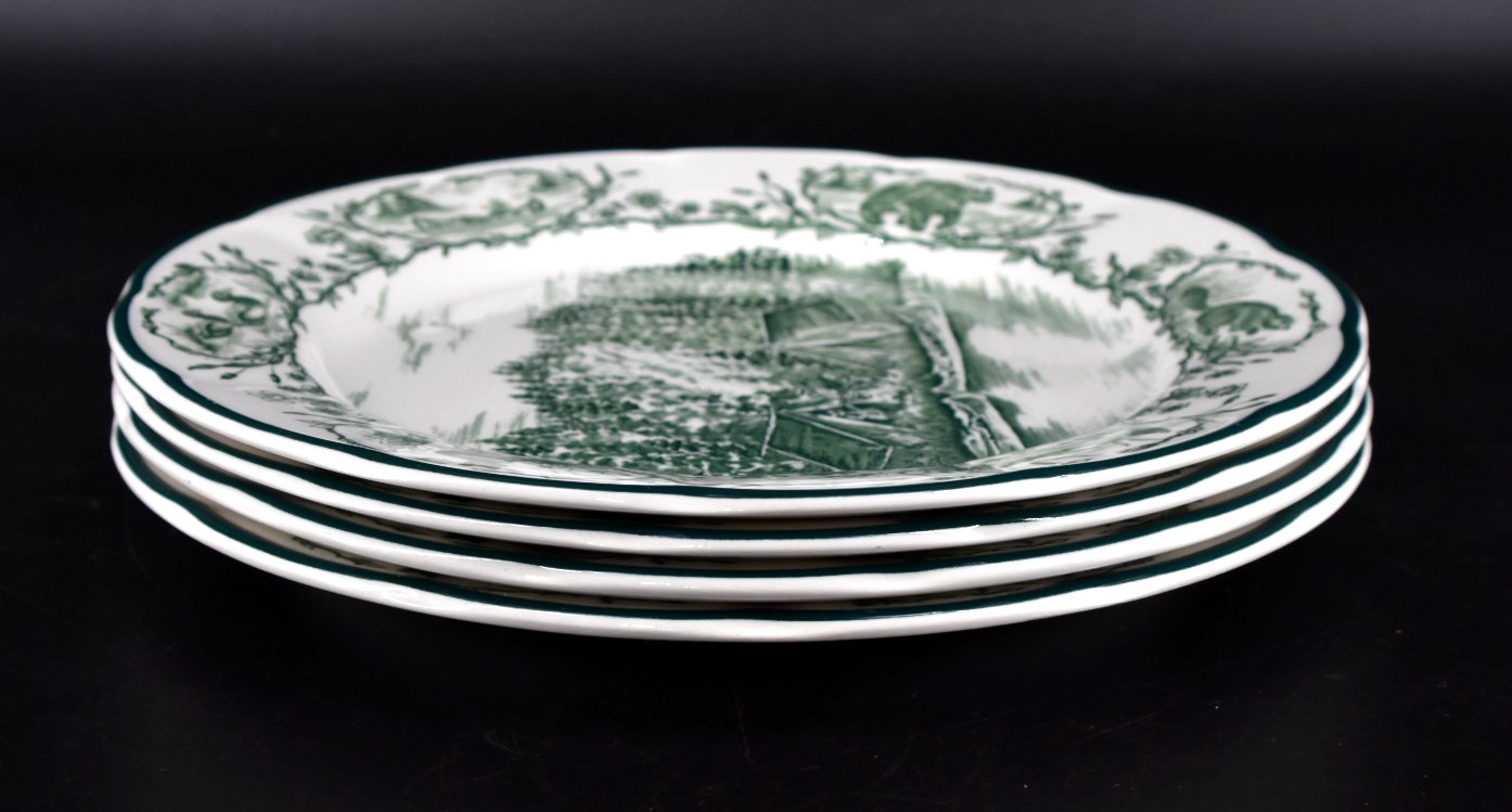 Bob TIMBERLAKE CAMP Green #166 (4) Dinner Plates 10 3/8” International England
