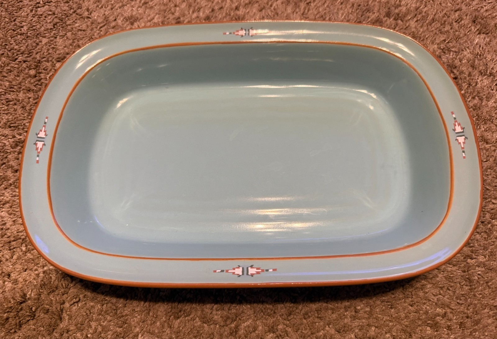 Noritake Stoneware Boulder Ridge Rectangular Baker Casserole Dish 8674 Turquoise