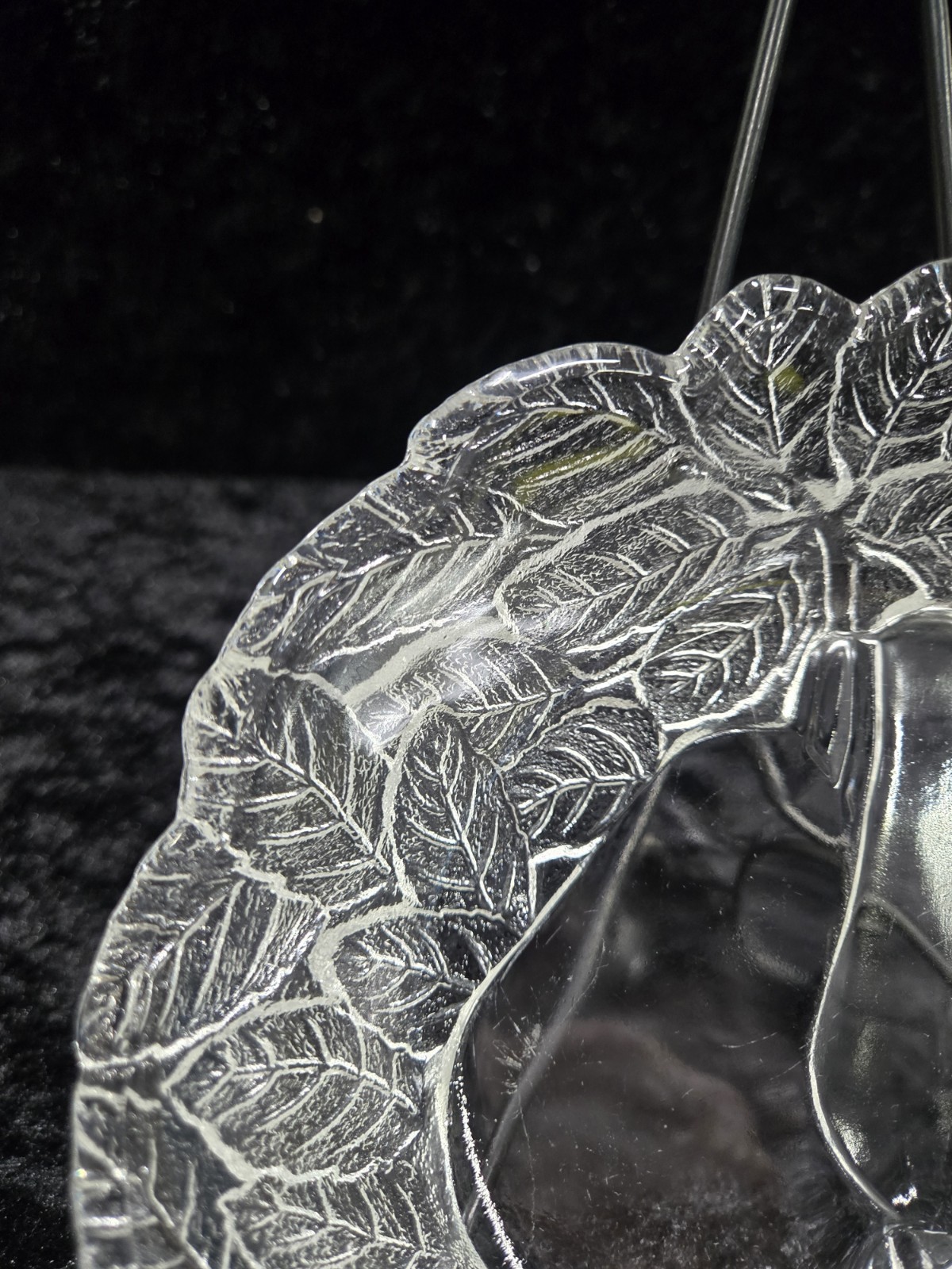 Vintage Glass Embossed Pears and Leaves Pattern Fruit Bowl
