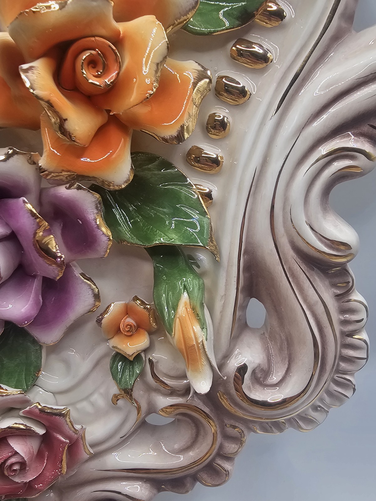 Pair of Beautiful Vintage Capodimonte Wall Art