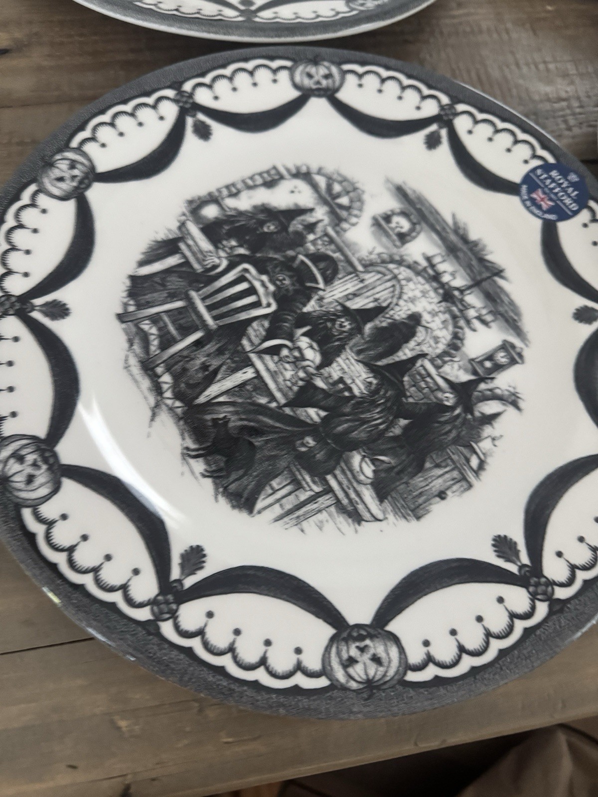 New Royal Stafford Halloween Witch Dinner Plates Set of 2 Made in England