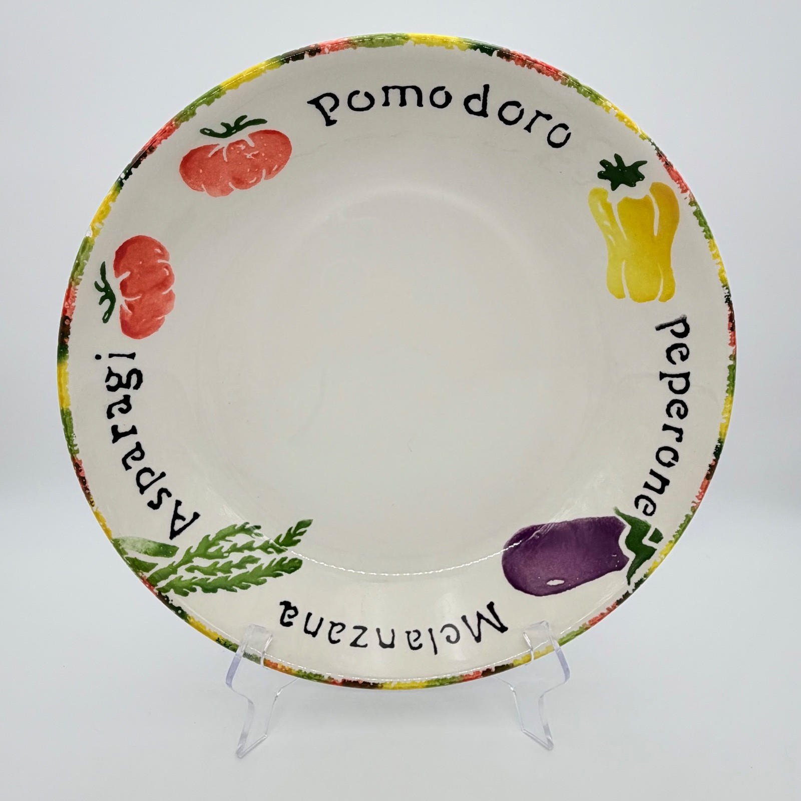 Pier 1 Pomodoro Pasta Bowl Set 5 Pc Italy Aglio Mixed Vegetables Hand Painted