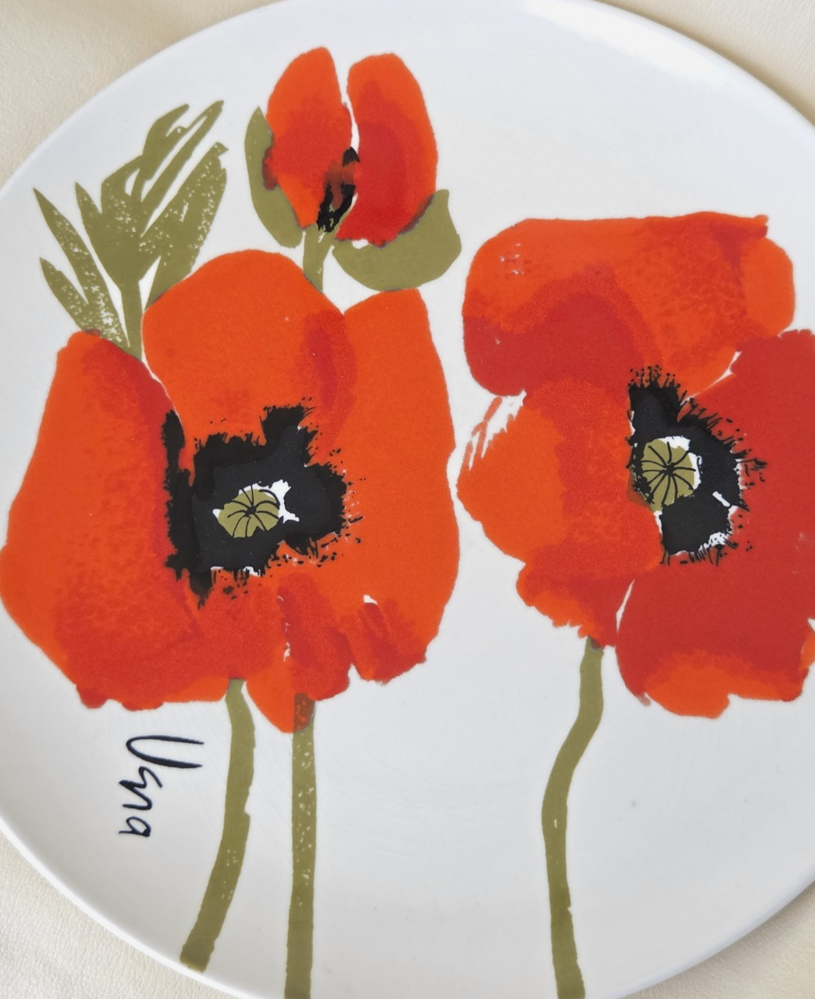 Vintage Mikasa Vera Red Poppy 9 pc. Set Dinner Salad Plates Platter Japan F7101