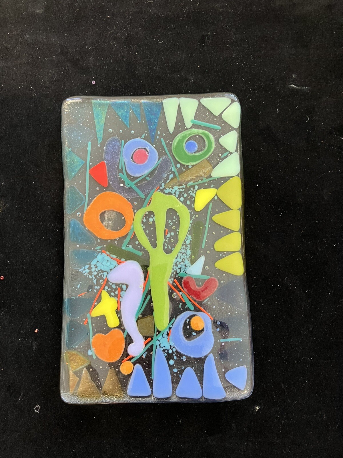 “Seashore Memories “Original Fused Art Glass Handmade 8.5”x5” Rectangular Tray