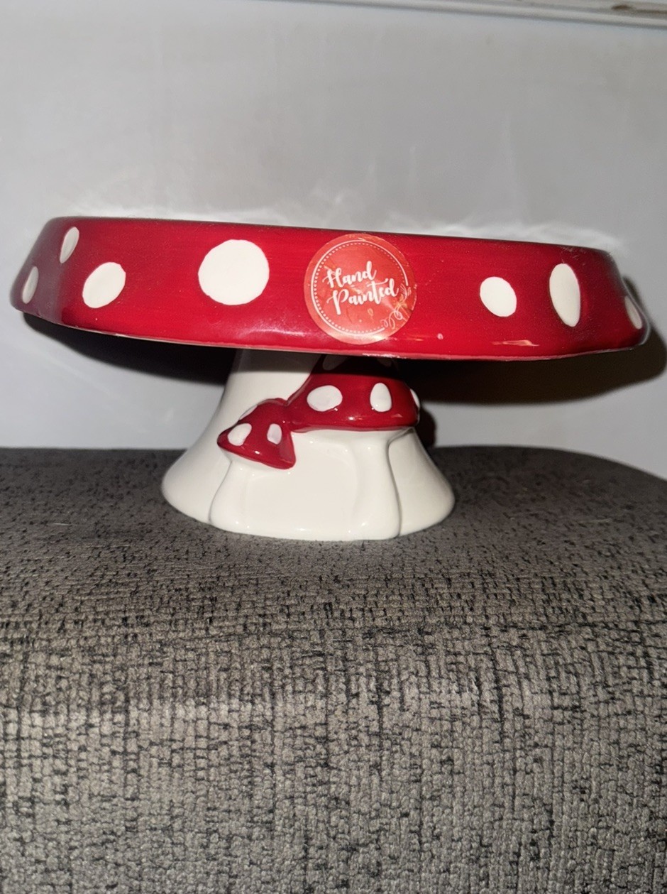 NEW Seeds & Sunshine Mushroom Pedestal Cake Plate