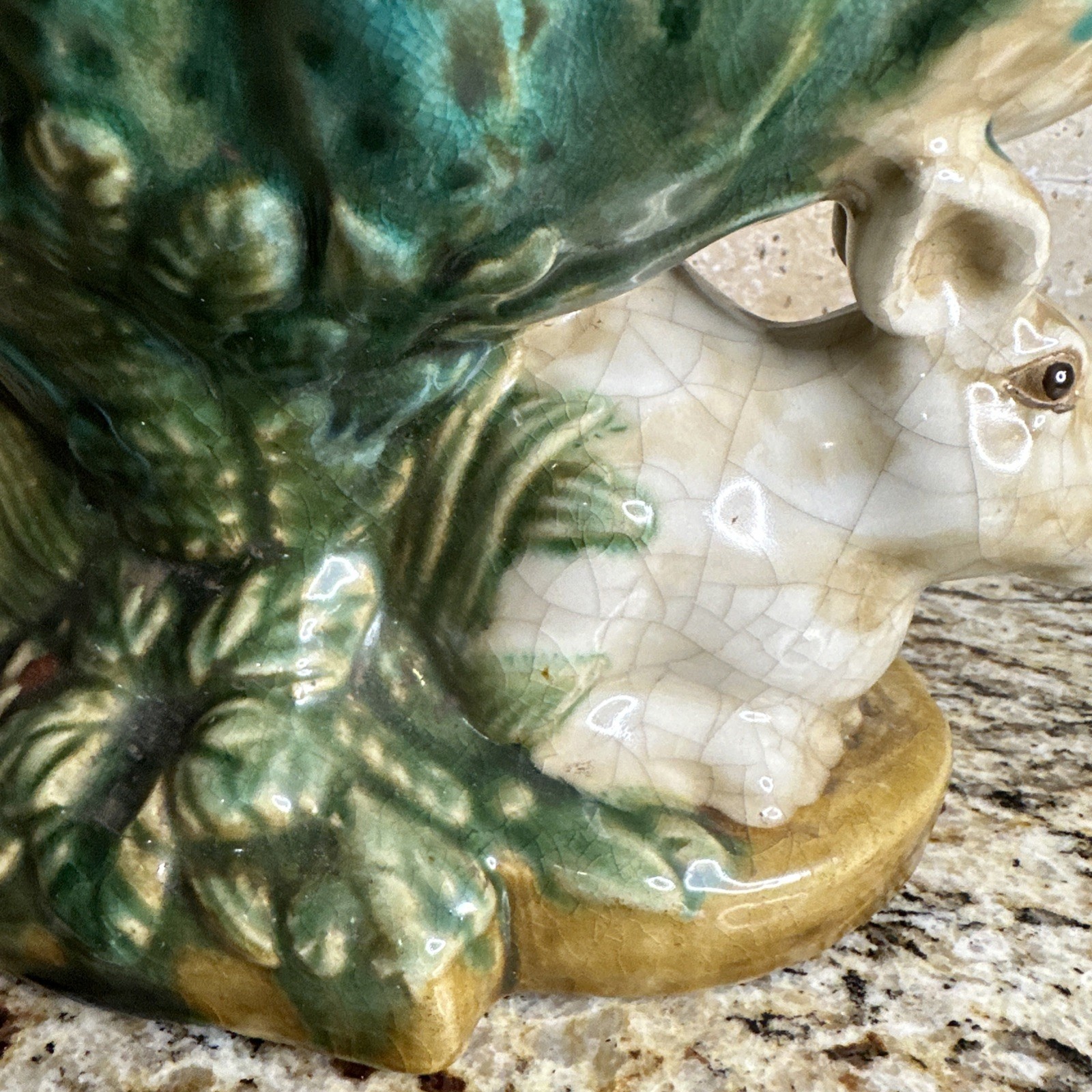 Late 20th Century Majolica Style Bunny Rabbit Compote