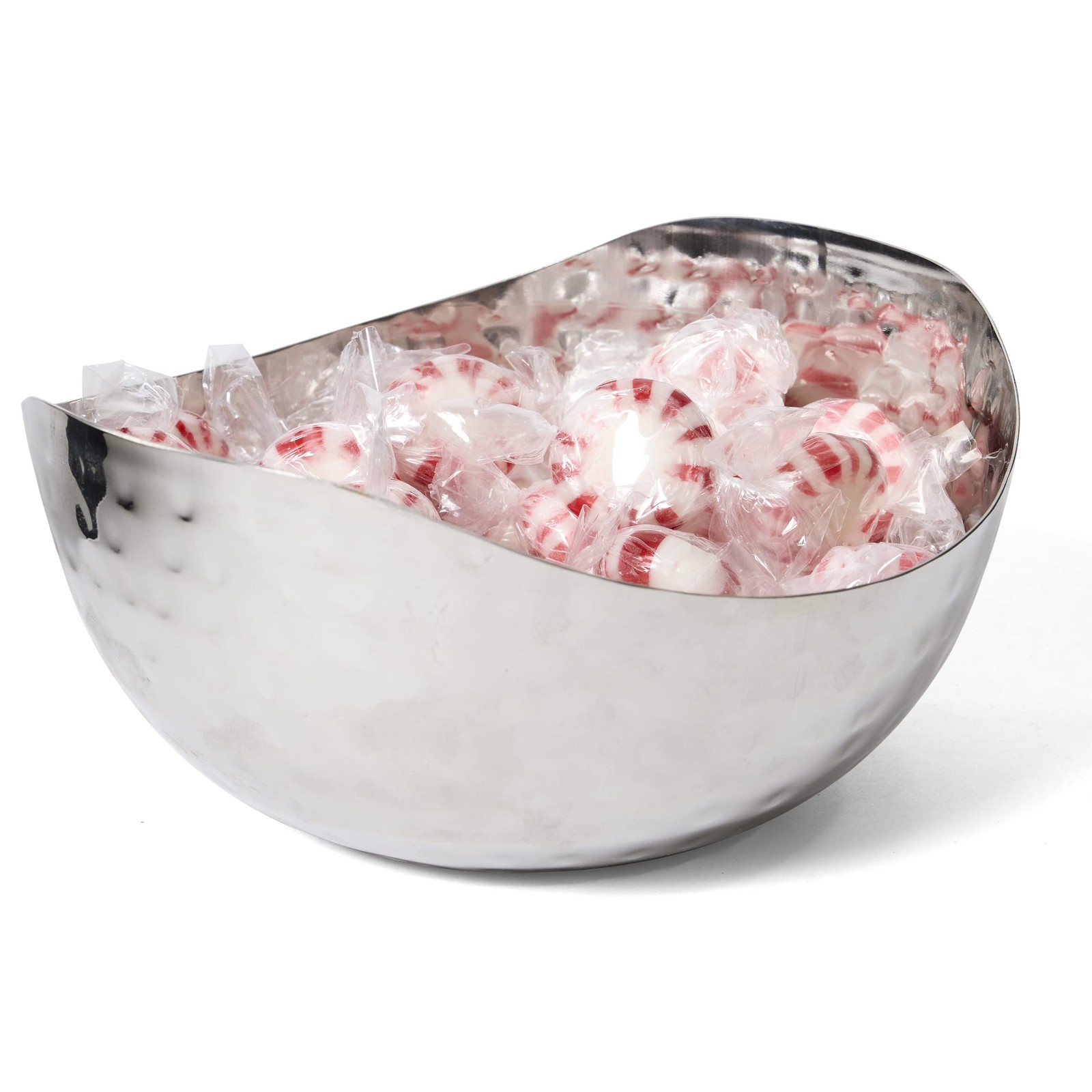 6×6 Inch Silver Hammered Stainless Steel Wave Candy Dish/Catch All Bowl