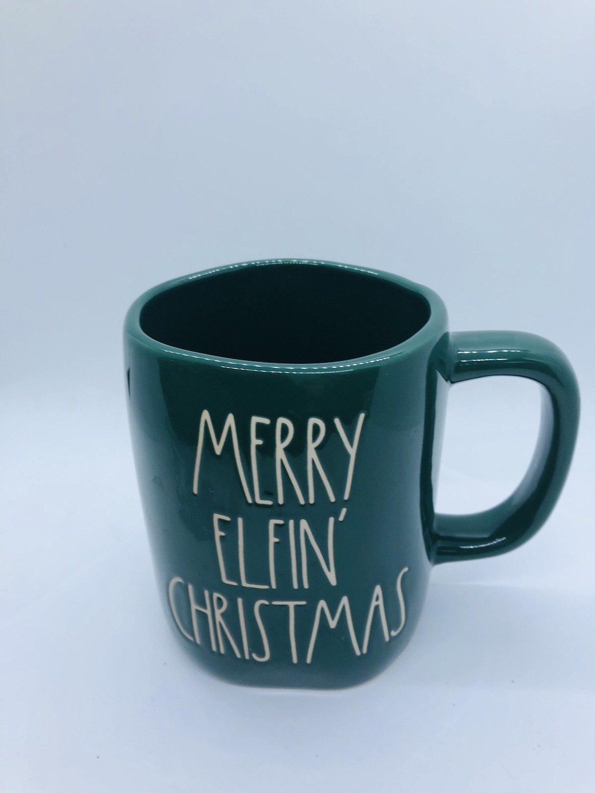 Rae Dunn Merry Elfin‘ Christmas dark green mug large
