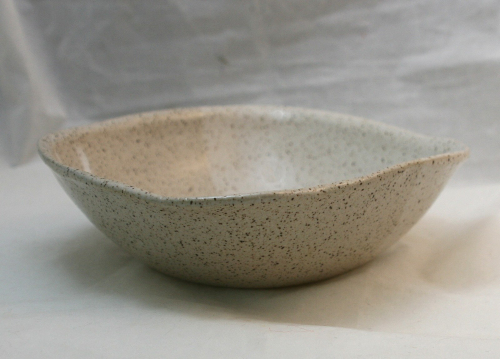 Studio Art Pottery Bowl Asymmetrical Square Abstract Speckled Stoneware Signed