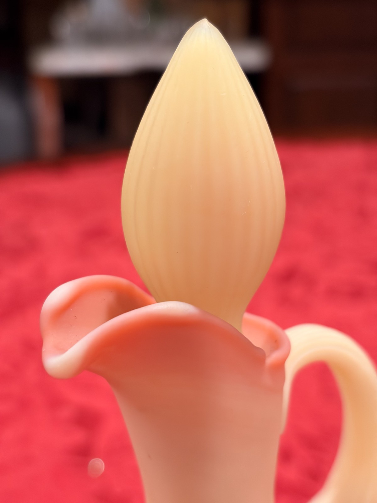 Vintage Fenton Burmese Satin Glass Cruet Stopper Hand Painted Roses UV Glow