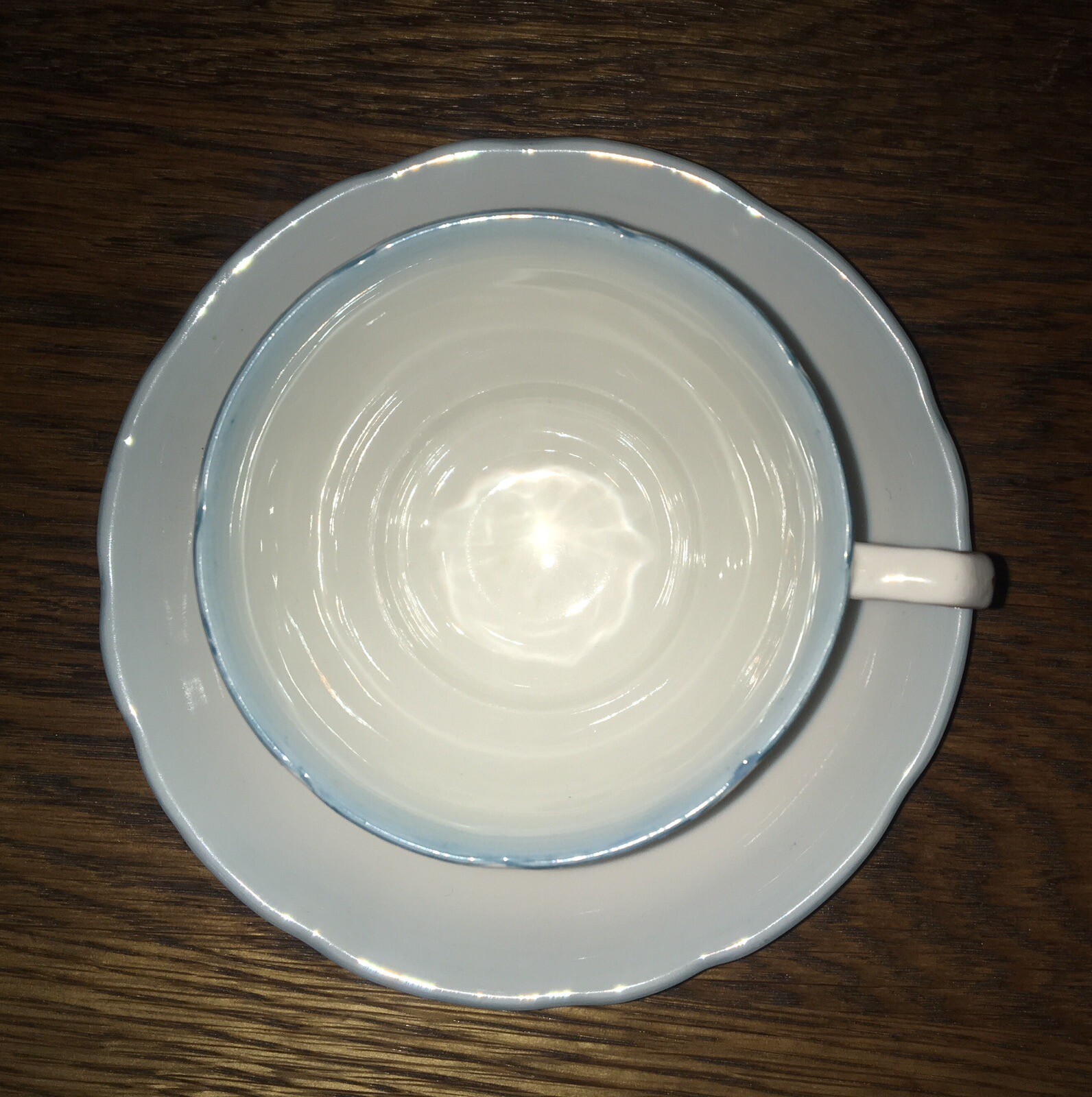 Royal Stafford Roses Pale Blue Teacup Saucer Bone China Gold Trim England 1940s