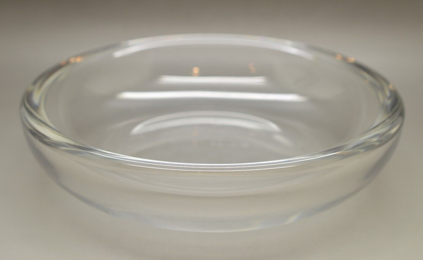 MCM Modernist Val St Lambert Crystal Heavy Handblown Art Glass Bowl Signed 7.5″
