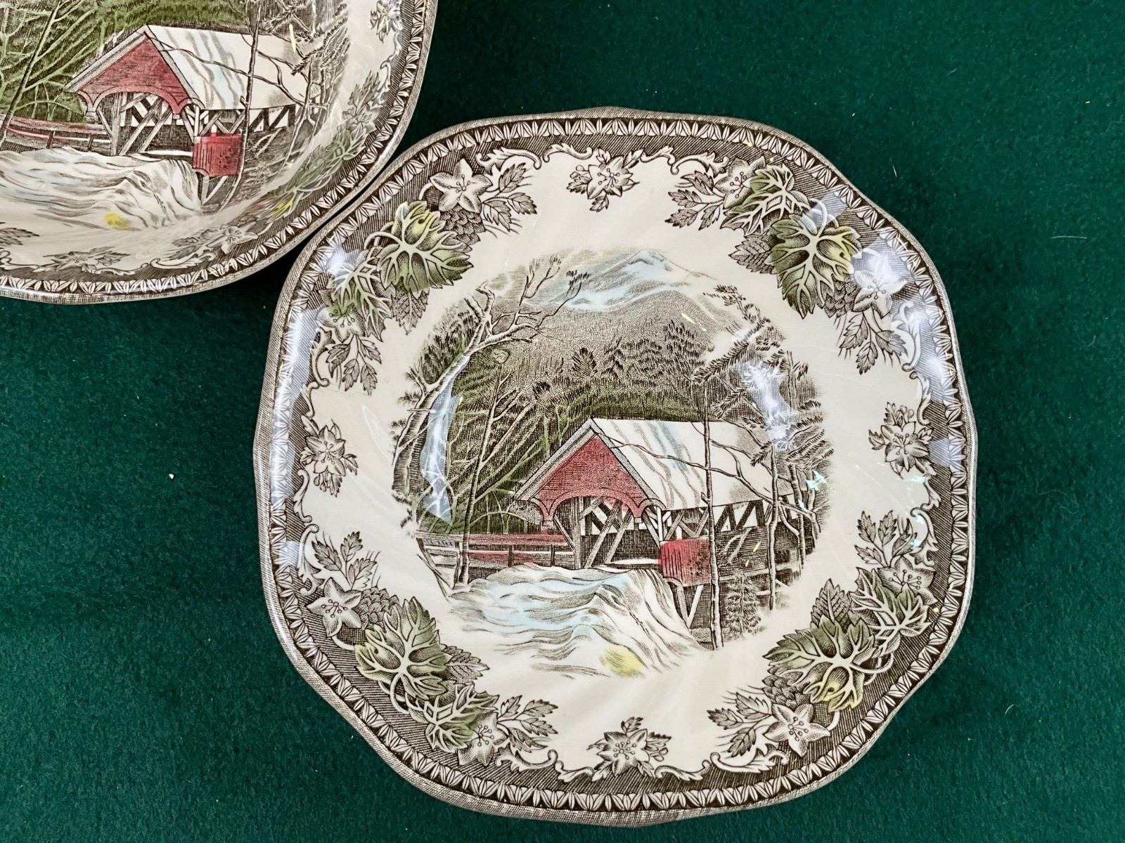 Johnson Bros ‘Friendly Village’ Covered Bridge Bowls Set of 2 England 6”